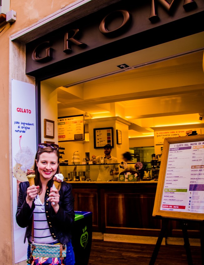 Outside Grom in Rome