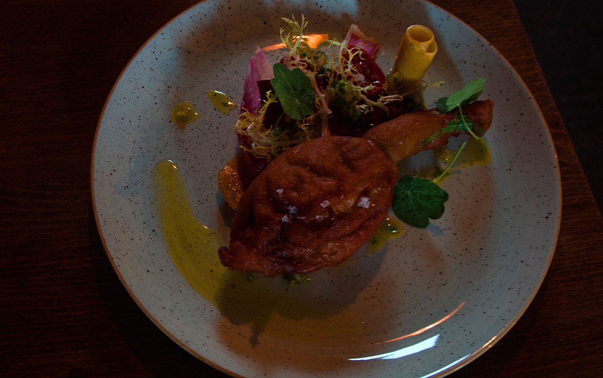 Stuffed courgette flower